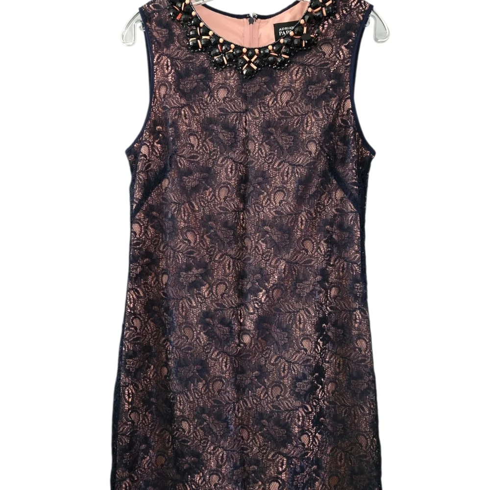 Adrianna Papell Black and Gold Lace Mini Dress - Picture 6 of 6